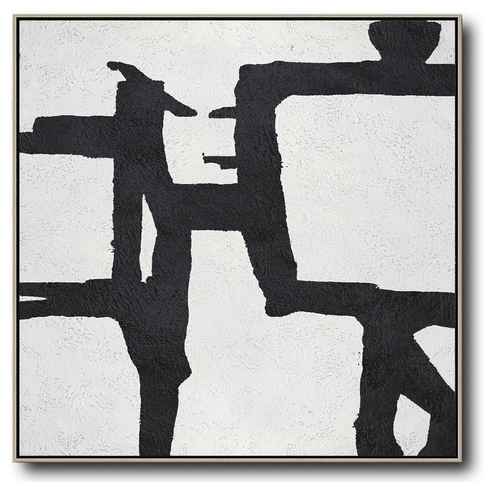 Minimal Black and White Painting #MN130A - Click Image to Close